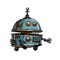 Funny round robot, pop art retro cyberpunk