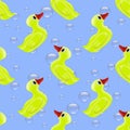 Funny Rubber Yellow Duck Seamless Pattern