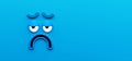 Funny Sad Blue Character Face Expression Background 3d Render