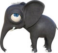 Funny Sad Cartoon Elephant Isolated, Baby