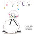 Funny sad sheep. Islamic festival of sacrifice, eid al adha celebration greeting card