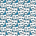 Theater masks, seamless pattern, background. Royalty Free Stock Photo