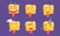 Funny Sandwich Characters Set, Food with Different Emotions Vector Illustration
