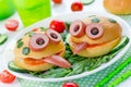 Funny sandwiches for children, animal shaped sandwich like a fro