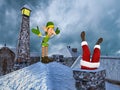 Funny Santa, Chimney, Christmas, Stuck