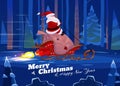 Funny santa. Christmas greeting card background Royalty Free Stock Photo