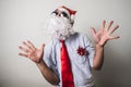 Funny santa claus babbo natale listening music Royalty Free Stock Photo