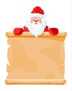 Funny santa claus character greeting. Royalty Free Stock Photo