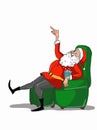 Funny Santa Claus characters watching tv drawing line and white background