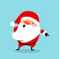 Funny Santa Claus gets angry, points with his finger, commands. Christmas vector illustration