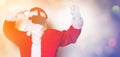 Funny Santa Claus have a joy with VR glasses Royalty Free Stock Photo