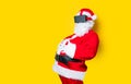 Funny Santa Claus have a joy with VR glasses Royalty Free Stock Photo