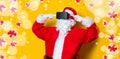 Funny Santa Claus have a joy with VR glasses Royalty Free Stock Photo