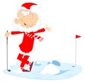 Funny Santa Claus plays golf illustration Royalty Free Stock Photo