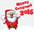 Funny Santa Claus pointing hand. Vector illustration. Royalty Free Stock Photo