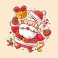 Funny Santa Claus posing character laughing bringing gifts