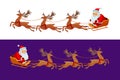 Funny Santa Claus is riding in a sleigh. Christmas concept. Cartoon vector illustration Royalty Free Stock Photo