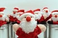 Funny santa claus toy close up on blurred background