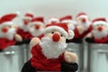 Funny santa claus toy close up on blurred background