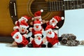 Funny santa claus toys with guitar Royalty Free Stock Photo
