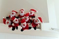 Funny santa claus toys have opened kitchen cabinet