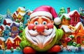 Funny Santa Gnome\'s Winter Wonderland. Christmas scene from plasticine