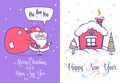 Funny santa set . Christmas greeting card background poster. Vector illustration.