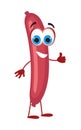 Funny sausage frankfurter on white background, funny character collection