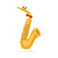 Funny Saxophone Musical Wind Instrument Cartoon Character Vector Illustration