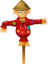 Funny scarecrow cartoon posing on white background Royalty Free Stock Photo