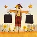 Funny scarecrow in the countryside