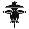 Funny scarecrow icon, simple style