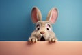 funny scared bunny expressing great surprise while looking at camera on plain background close up Royalty Free Stock Photo