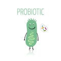 Funny and scary bacteria characters isolated on white. Vector icons of gut and intestinal flora, germs, virus. Royalty Free Stock Photo