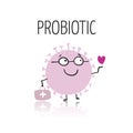 Funny and scary bacteria characters isolated on white. Vector icons of gut and intestinal flora, germs, virus. Royalty Free Stock Photo