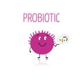 Funny and scary bacteria characters isolated on white. Vector icons of gut and intestinal flora, germs, virus. Royalty Free Stock Photo