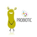 Funny and scary bacteria characters isolated on white. Vector icons of gut and intestinal flora, germs, virus. Royalty Free Stock Photo