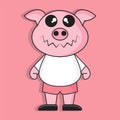 Scary cute pig character cartoon mascot nft Royalty Free Stock Photo
