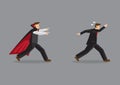 Chased by Vampire Cartoon Vector Illustration