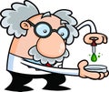 Funny Science Professor Cartoon Character Doing Scientific Experiment