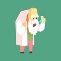 Funny Scientist In Lab Coat With Test Tube Angry