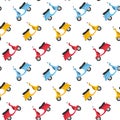Funny scooters seamless pattern background