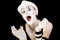 Funny screaming mime in white hat Royalty Free Stock Photo