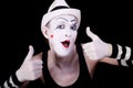 Funny screaming mime in white hat Royalty Free Stock Photo