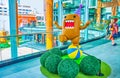 The funny sculpture of the brown character from Domo-kun cafe, Bangkok, Thailand