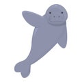 Funny seacow icon cartoon vector. Ocean dugong