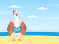 Funny Seagull Character with Lifebuoy on Sea Shore Vector Illustration Royalty Free Stock Photo