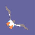 Funny seagull flying, cute comic bird character cartoon vector illustration Royalty Free Stock Photo