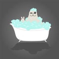 Funny seal in bathtub