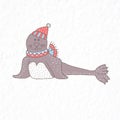 Funny seal. Nursery art. Minimalist scandinavian style.